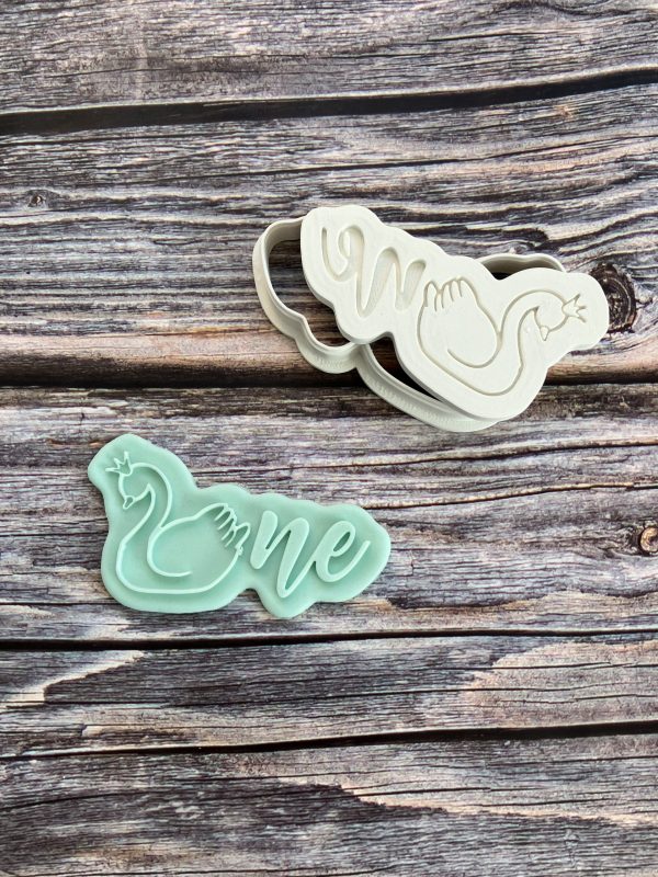 Swan One Cookie Cutter and Fondant Stamp Embosser, Swan Princess, 1, First Birthday, 1st Birthday
