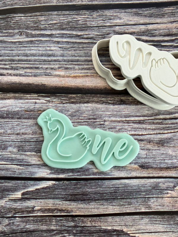Swan One Cookie Cutter and Fondant Stamp Embosser, Swan Princess, 1, First Birthday, 1st Birthday