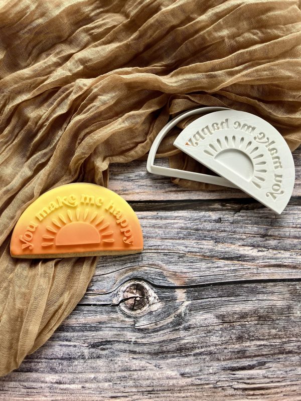 You Make Me Happy Cookie Cutter and Fondant Stamp Embosser, Summer, New Baby, Son, Sun