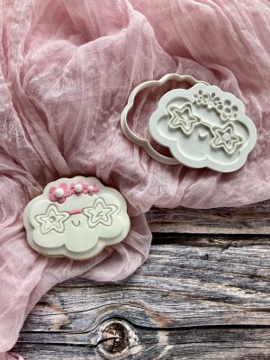 Cloud Cookie Cutter and Fondant Stamp Embosser, Smiley Cloud, Summer, Vacation