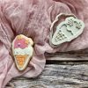 Ice Cream Cookie Cutter and Fondant Stamp Embosser, Smiley Ice Cream, Summer, Vacation