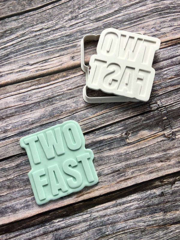 Two Fast Cookie Cutter and Fondant Stamp Embosser, Racing, Second Birthday, 2, 2nd Birthday