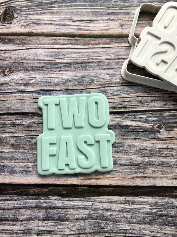 Two Fast Cookie Cutter and Fondant Stamp Embosser, Racing, Second Birthday, 2, 2nd Birthday