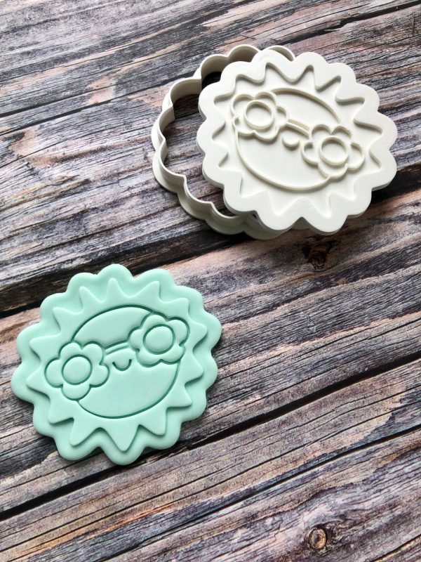 Hippy Sunshine Cookie Cutter and Fondant Stamp Embosser, Happy Sunshine, Sun, Hippie, Vacay Vibes