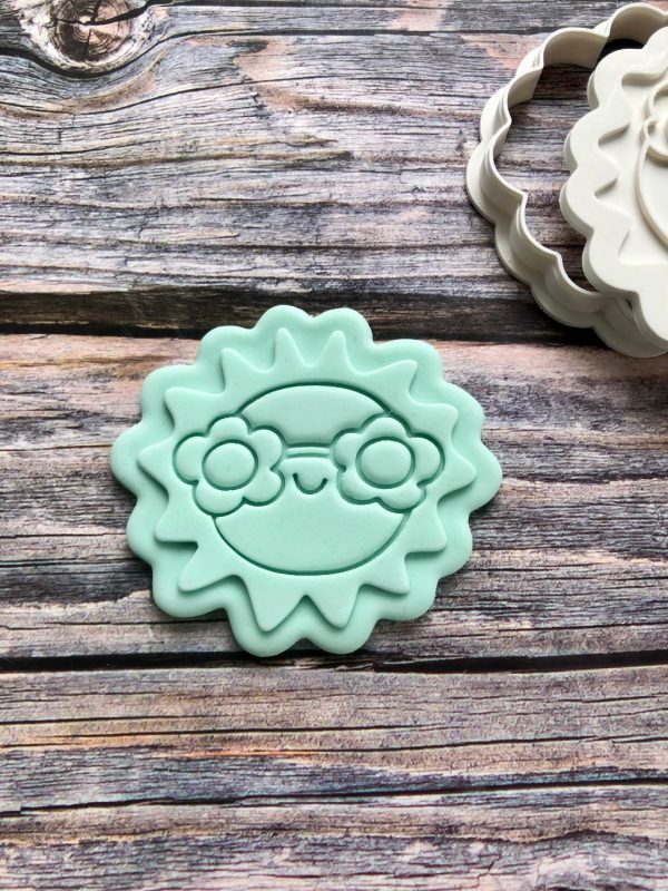 Hippy Sunshine Cookie Cutter and Fondant Stamp Embosser, Happy Sunshine, Sun, Hippie, Vacay Vibes