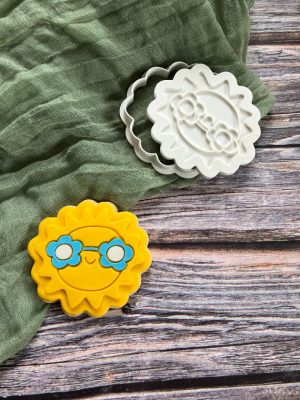 Hippy Sunshine Cookie Cutter and Fondant Stamp Embosser, Happy Sunshine, Sun, Hippie, Vacay Vibes