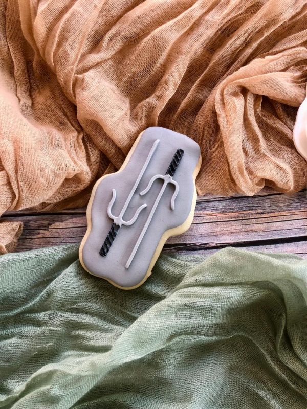 swords 3 Twin Sai Cookie Cutter and Fondant Stamp Embosser, Turtles, TNMT, Raphael