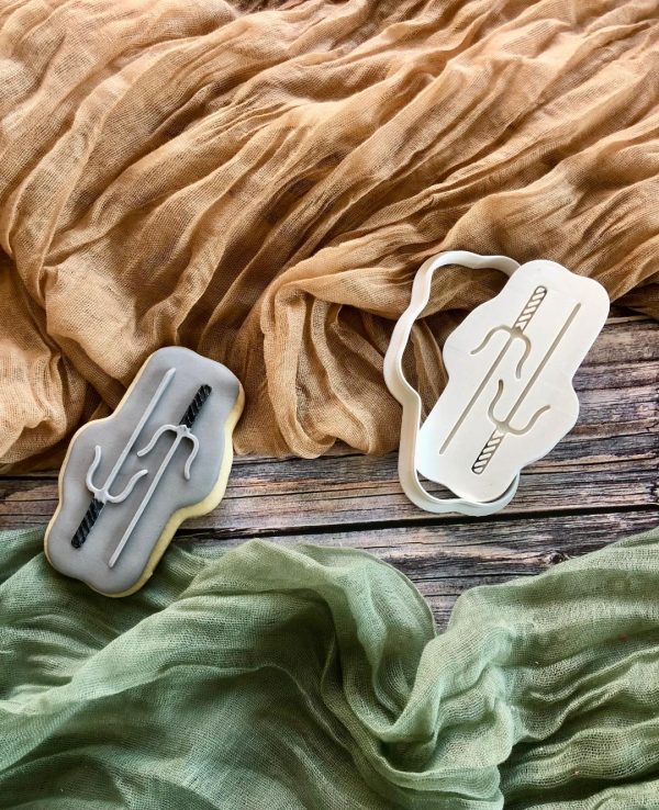 swords Twin Sai Cookie Cutter and Fondant Stamp Embosser, Turtles, TNMT, Raphael