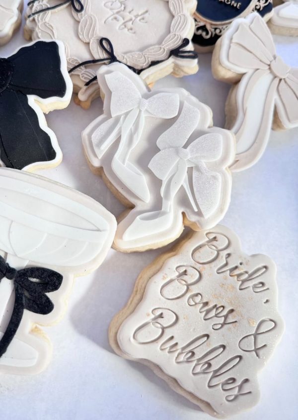 4739EA94-6939-4C07-9B73-9F339248DCA7 Bride, Bows and Bubbles Cookie Cutter and Fondant Stamp, Wedding, Engagement, Hen Party