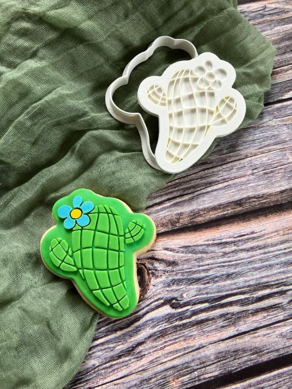 Cactus Cookie Cutter and Fondant Stamp Embosser, Hippie Cactus, Rodeo, Mexico