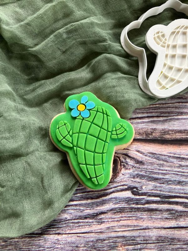 Cactus Cookie Cutter and Fondant Stamp Embosser, Hippie Cactus, Rodeo, Mexico