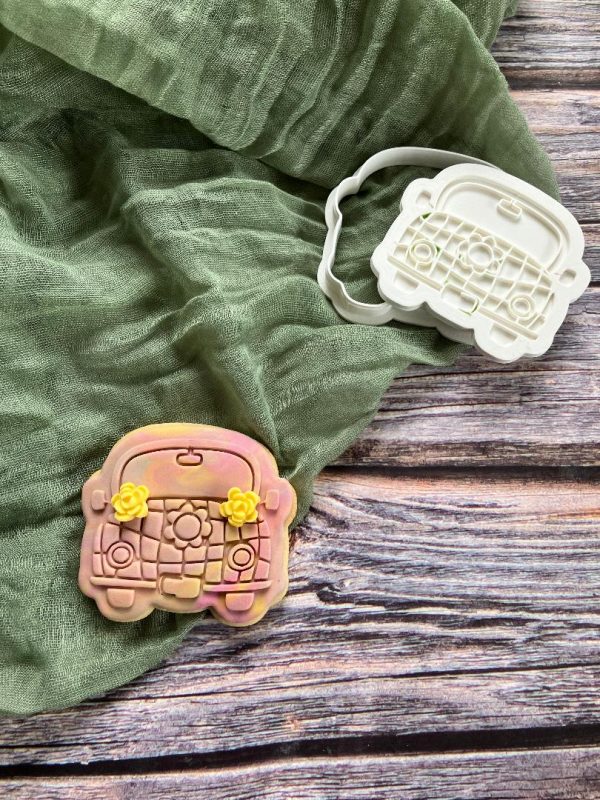 Car Cookie Cutter and Fondant Stamp Embosser, Hippie Car
