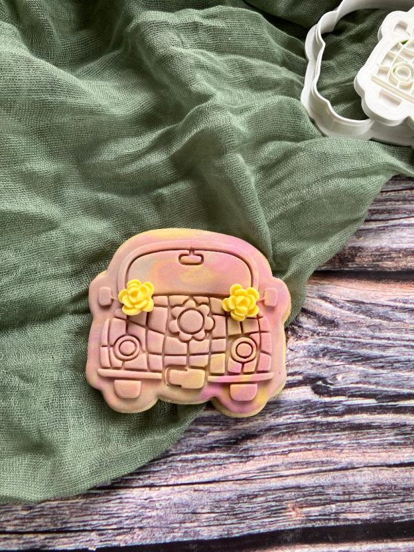 Car Cookie Cutter and Fondant Stamp Embosser, Hippie Car