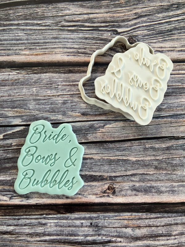 IMG_1750 Bride, Bows and Bubbles Cookie Cutter and Fondant Stamp, Wedding, Engagement, Hen Party