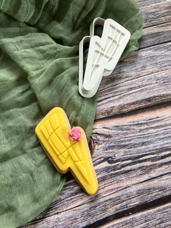 Lightening Cookie Cutter and Fondant Stamp Embosser, Weather, Tropical Storm