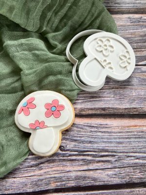Toadstool Cookie Cutter and Fondant Stamp Embosser, Woodland Theme, Fairies, Hippie Mushroom