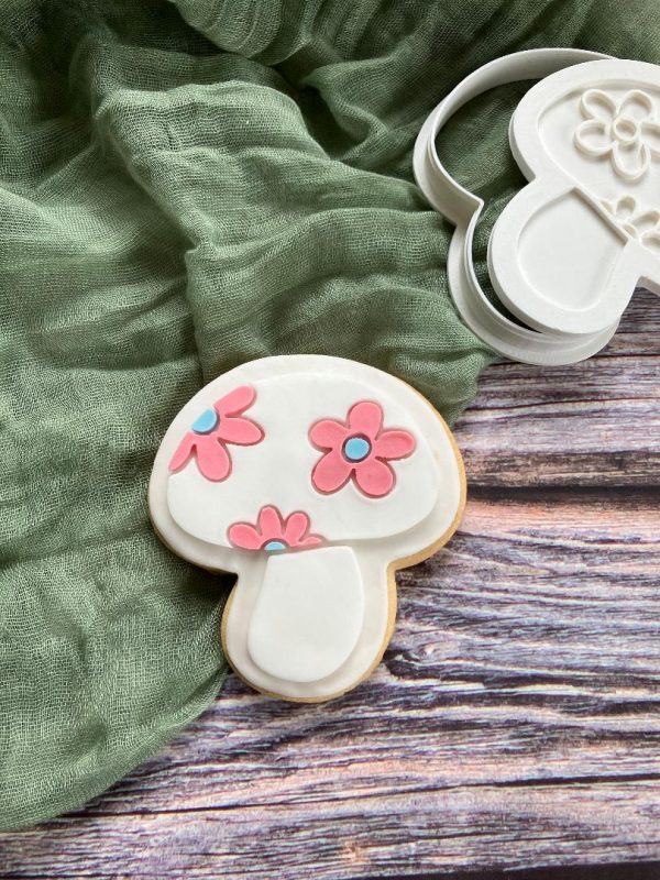 Toadstool Cookie Cutter and Fondant Stamp Embosser, Woodland Theme, Fairies, Hippie Mushroom