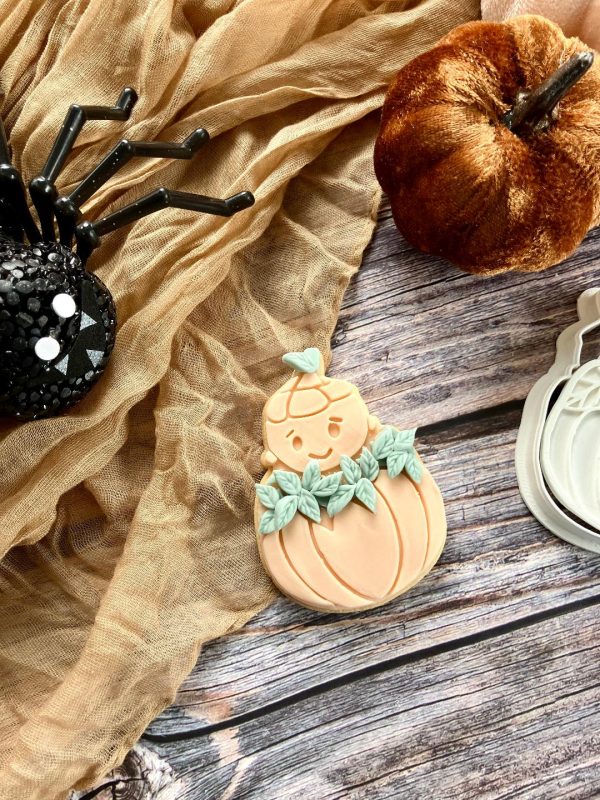 Baby Pumpkin Cookie Cutter and Fondant Stamp, Halloween, Baby Shower
