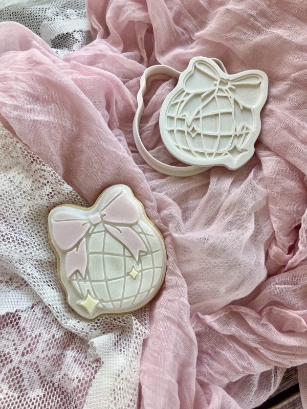 IMG_2983 Bow Disco Ball Cookie Cookie Cutter and Multi Pop Embosser, Taylor Swift, Coquette, Party, Birthday