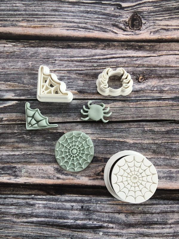 Mini Halloween Cookie Cutter & Fondant Stamp Set – Spider, Web & Cobweb Trio (3-4cm)