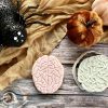 Human brain cookie cutter and fondant stamp with embossed folds, 3D-printed from biodegradable food-safe PLA