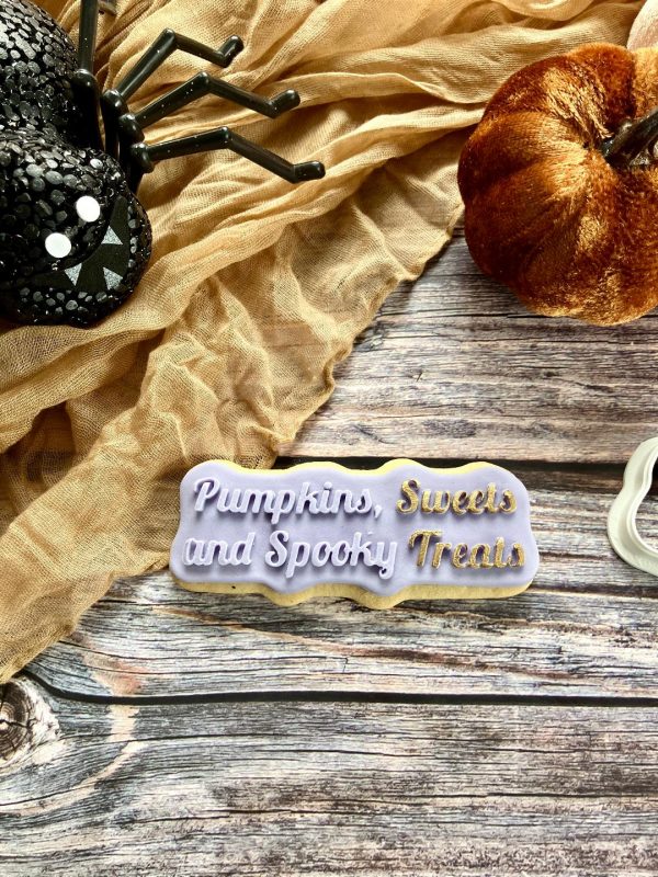 Pumpkins, Sweets and Spooky Treats Cookie Cutter and Fondant Stamp Embosser, Halloween Embosser