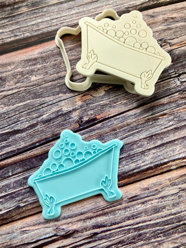 Bubble Bath Cookie Cutter and Fondant Stamp Embosser, Spa Day, Beauty, Mother's Day