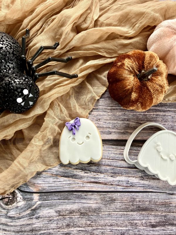 Skull & Ghost Cookie Cutter & Fondant Stamp Set – 6cm Halloween Duo