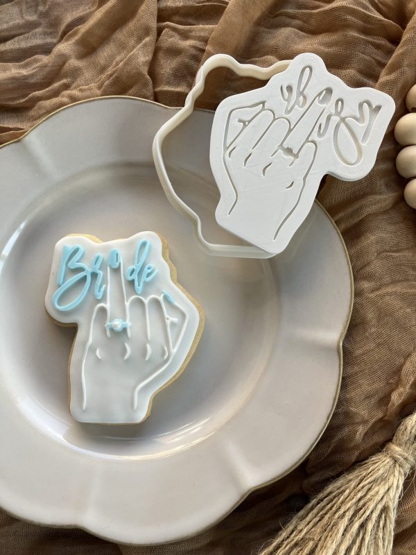 Bride Ring Finger Cookie Cutter and Fondant Stamp Embosser, Valentines Day Embosser, Love, Hen, Bridal, Engagement, Wedding