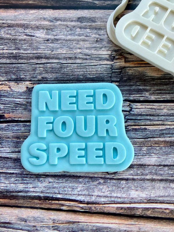 Need Four Speed Cookie Cutter and Fondant Stamp Embosser, Racing, Fourth Birthday, 4th Birthday, 4, Four