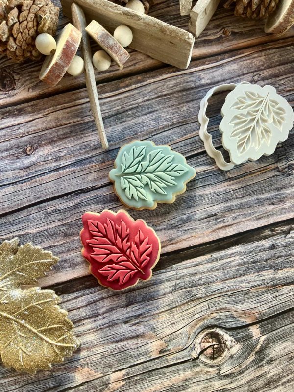 Leaf Cookie Cutter and Fondant Stamp Embosser, Autumn, Winter, Nature, Fall
