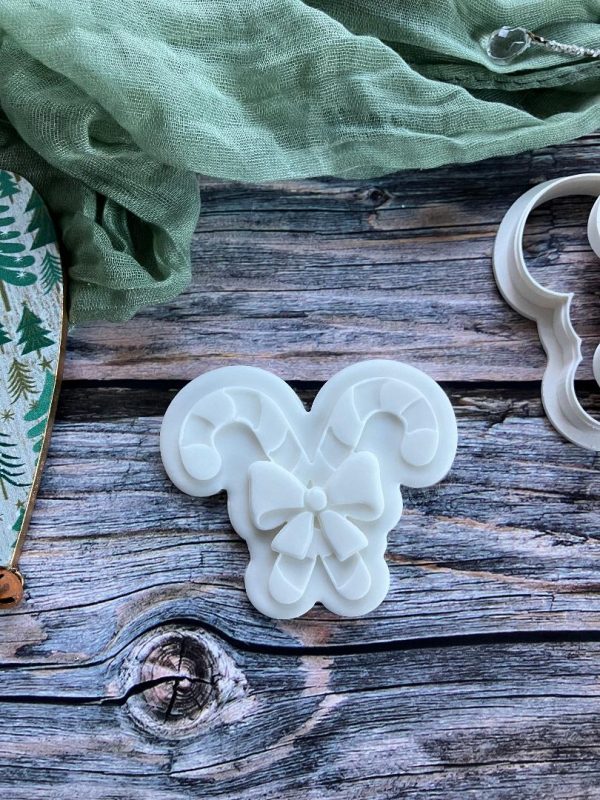 Bow Candy Canes Cookie Cookie Cutter and Multi Pop Embosser, Christmas, Elf, Holidays