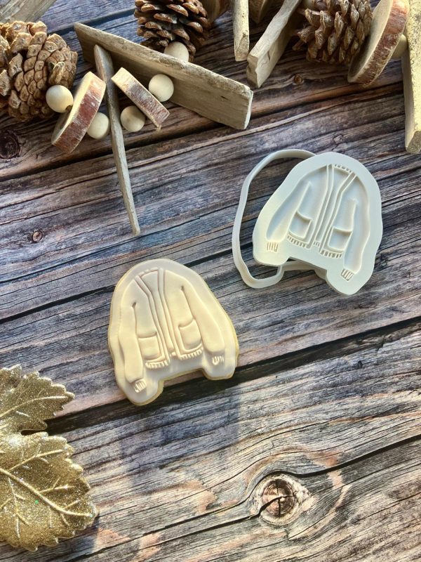 Cardigan Cookie Cutter and Fondant Stamp Embosser, Autumn, Winter, Sweater, Cosy Season, Cardi, Snuggle