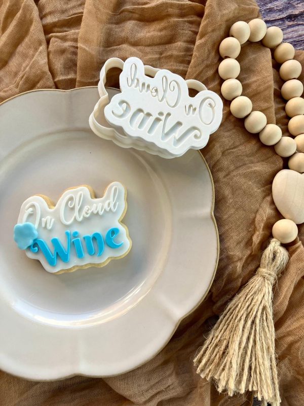 On Cloud Wine Cookie Cutter and Fondant Embosser, Hen Party, Cloud Nine, Bachelorette