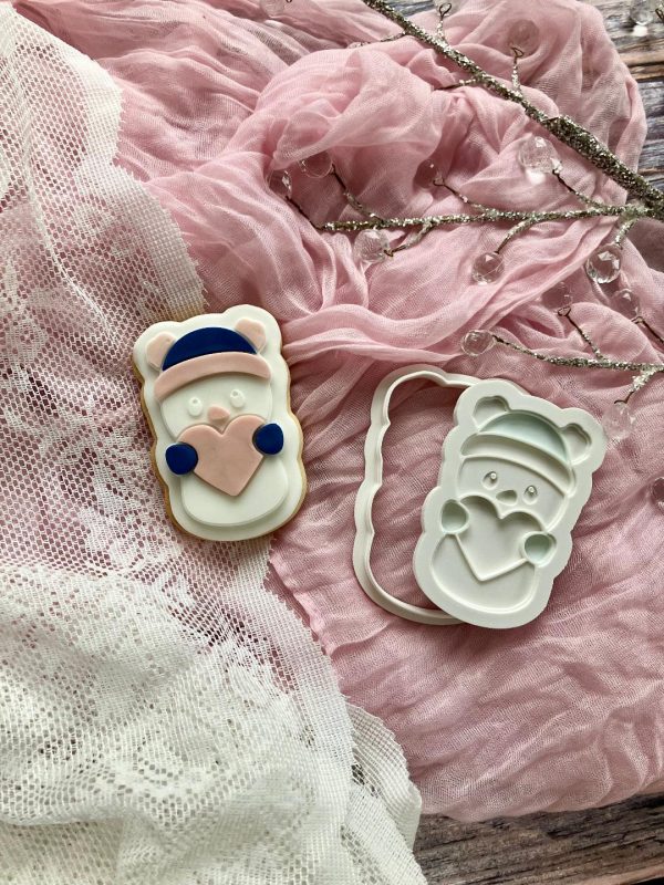 Heart Bear Cookie Cutter and Fondant Stamp Embosser