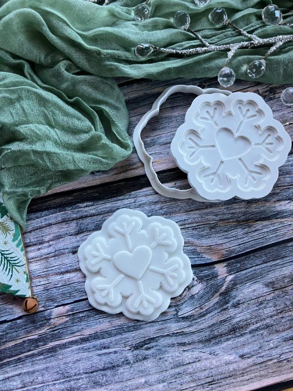 Heart Snowflake Heart Snowflake Cookie Cutter and Multi Pop Embosser, Christmas, Holidays, Winter