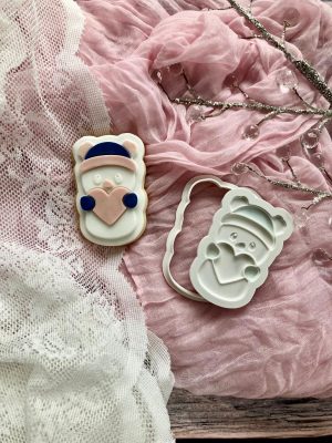Heart Bear Cookie Cutter and Fondant Stamp Embosser