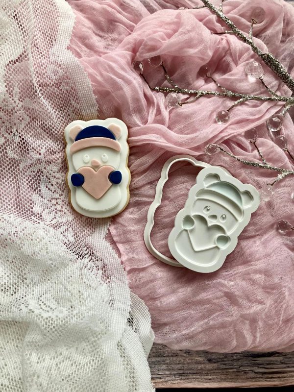 Heart Bear Cookie Cutter and Fondant Stamp Embosser