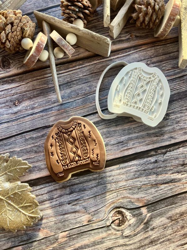 Jumper 1 Christmas Jumper Cookie Cutter & Fondant Embosser – Festive Sweater Design (8cm)