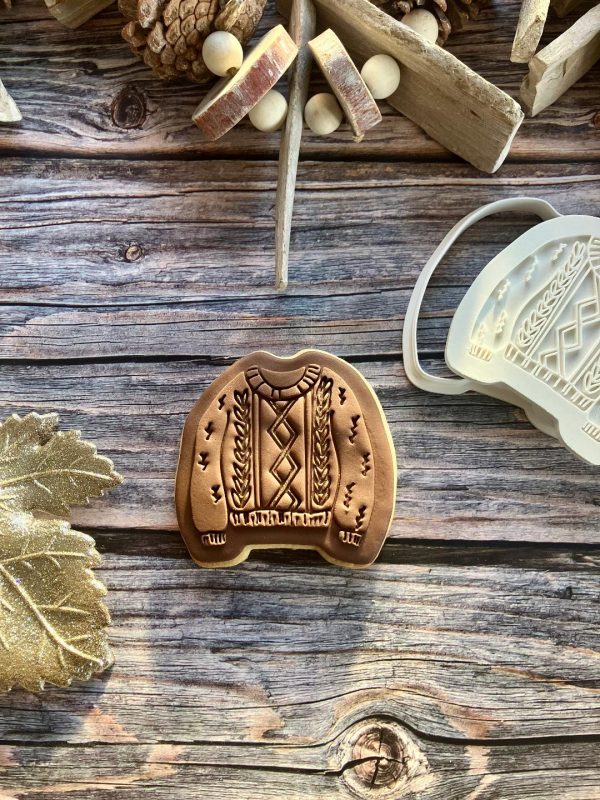 Jumper 2 Christmas Jumper Cookie Cutter & Fondant Embosser – Festive Sweater Design (8cm)