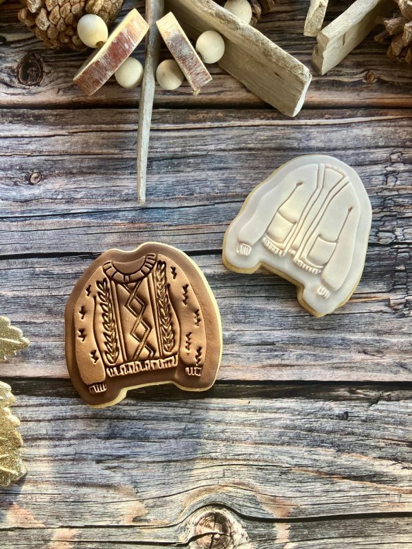 Jumper and Cardi 2 Christmas Jumper Cookie Cutter & Fondant Embosser – Festive Sweater Design (8cm)