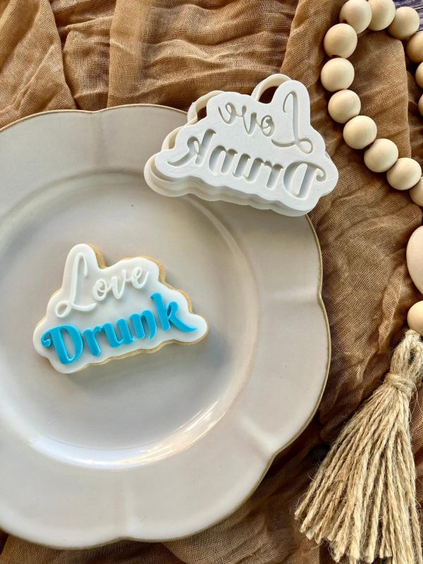 Love Drunk Cookie Cutter and Fondant Embosser, Hen Party, Cloud Nine, Bachelorette, Wine