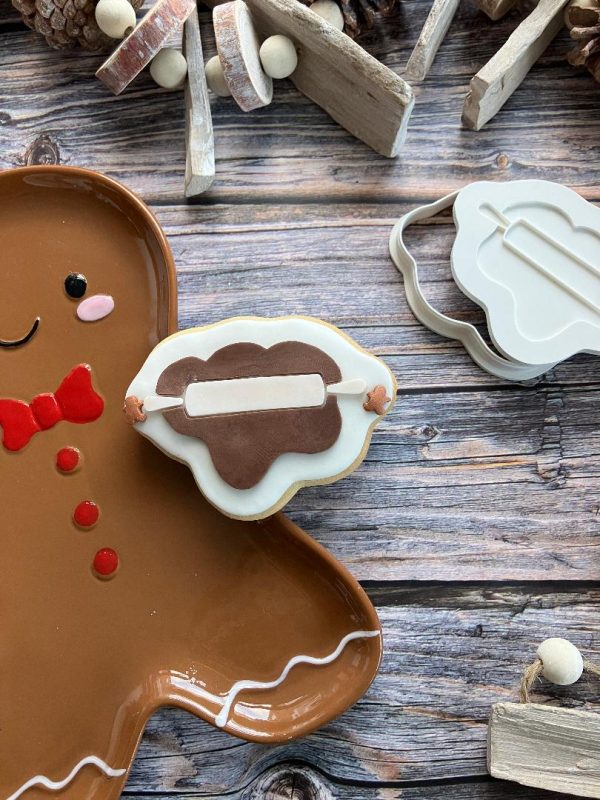 Rolling Pin Cookie Cutter and Fondant Stamp Embosser