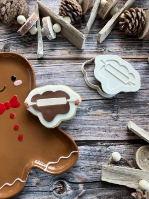 Rolling Pin Cookie Cutter and Fondant Stamp Embosser