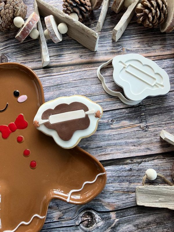Rolling Pin Cookie Cutter and Fondant Stamp Embosser, Baking, Christmas, Baker