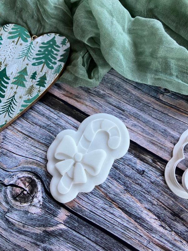 Bow Candy Cane Cookie Cookie Cutter and Multi Pop Embosser, Christmas, Elf, Holidays