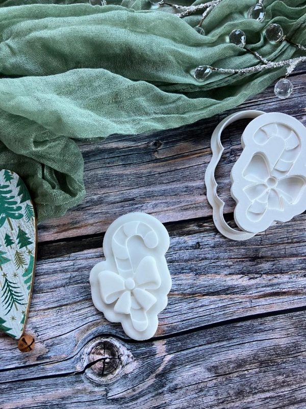 Bow Candy Cane Cookie Cookie Cutter and Multi Pop Embosser, Christmas, Elf, Holidays