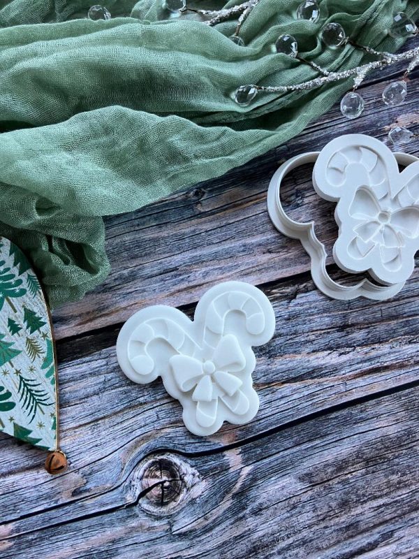 Bow Candy Canes Cookie Cookie Cutter and Multi Pop Embosser, Christmas, Elf, Holidays