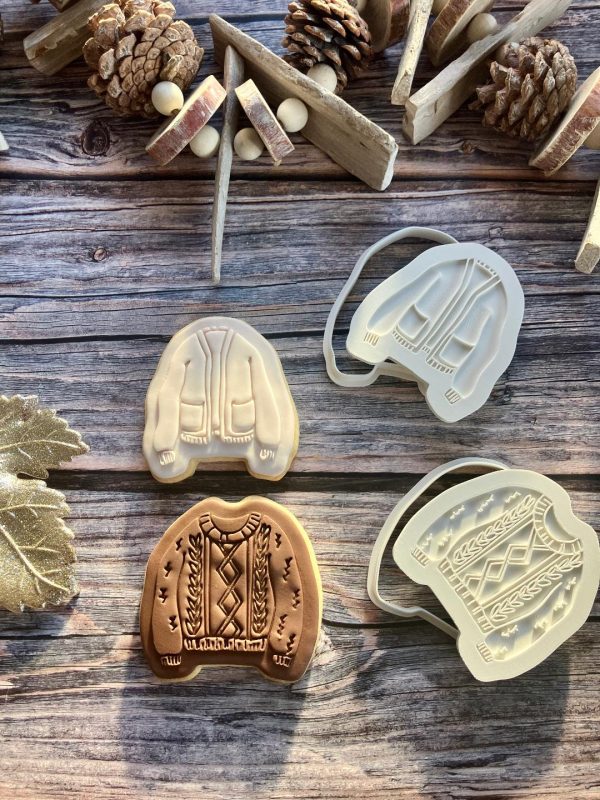 Cardigan Cookie Cutter and Fondant Stamp Embosser, Autumn, Winter, Sweater, Cosy Season, Cardi, Snuggle