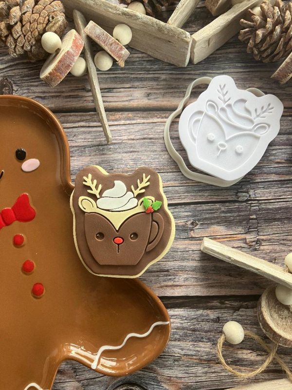 Reindeer Cup Cookie Cutter and Fondant Stamp Embosser Reindeer Cup Cookie Cutter and Fondant Stamp Embosser
